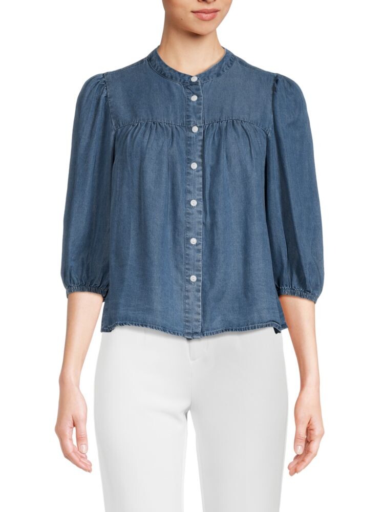 

Однотонная блузка на пуговицах Saks Fifth Avenue, индиго
