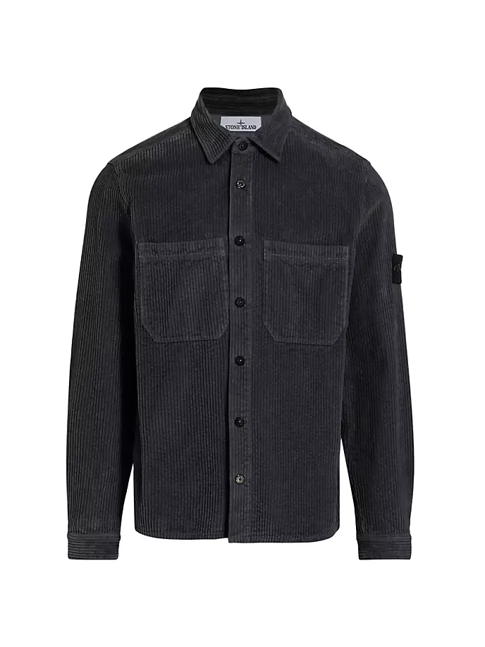 

Вельветовая рубашка с накладными карманами Stone Island, синий