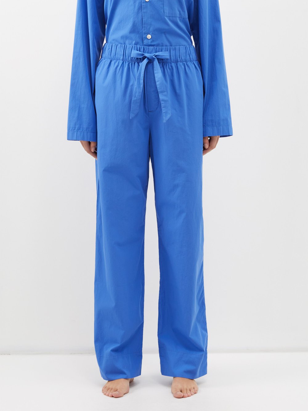 Пижамные брюки из органического хлопка с кулиской Tekla, синий пижамные брюки из органического хлопка с кулиской tekla белый