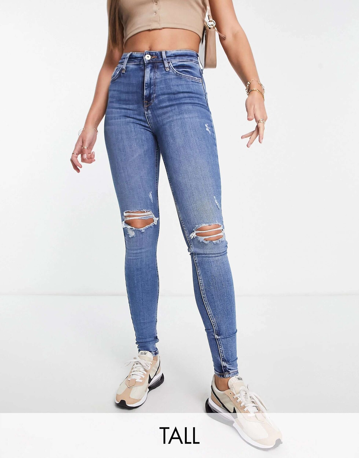 

Синие джинсы скинни с высокой посадкой River Island River Island