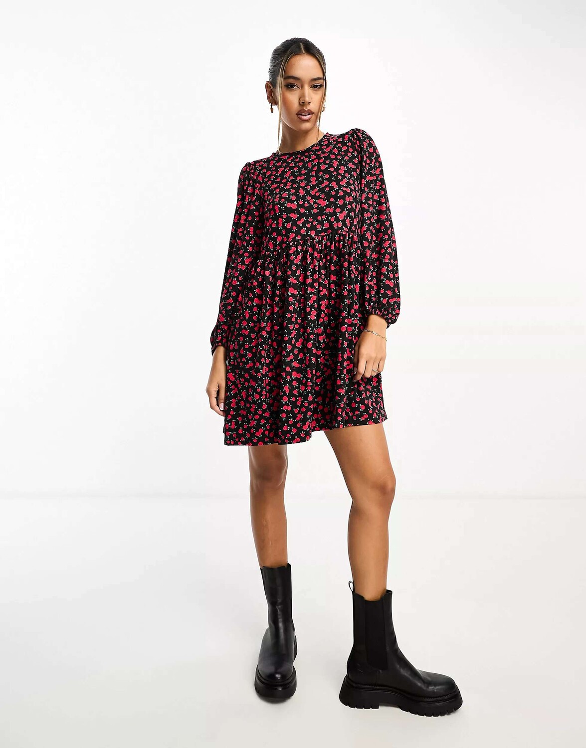

Мини-платье с длинными рукавами New Look красного цвета