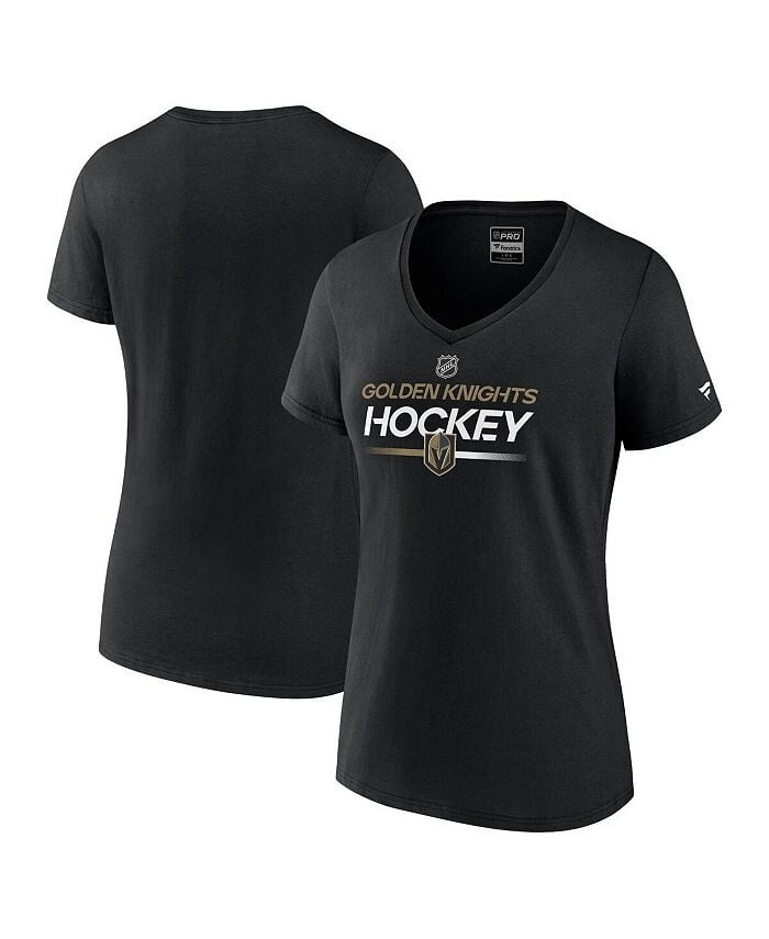 

Женская черная фирменная футболка Vegas Golden Knights Authentic Pro с v-образным вырезом Fanatics, черный