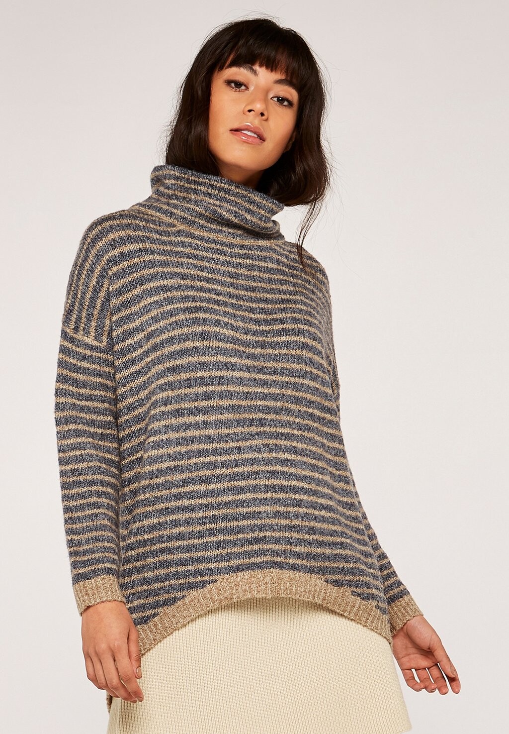 

Свитер High Neck Stripe Apricot, цвет grey