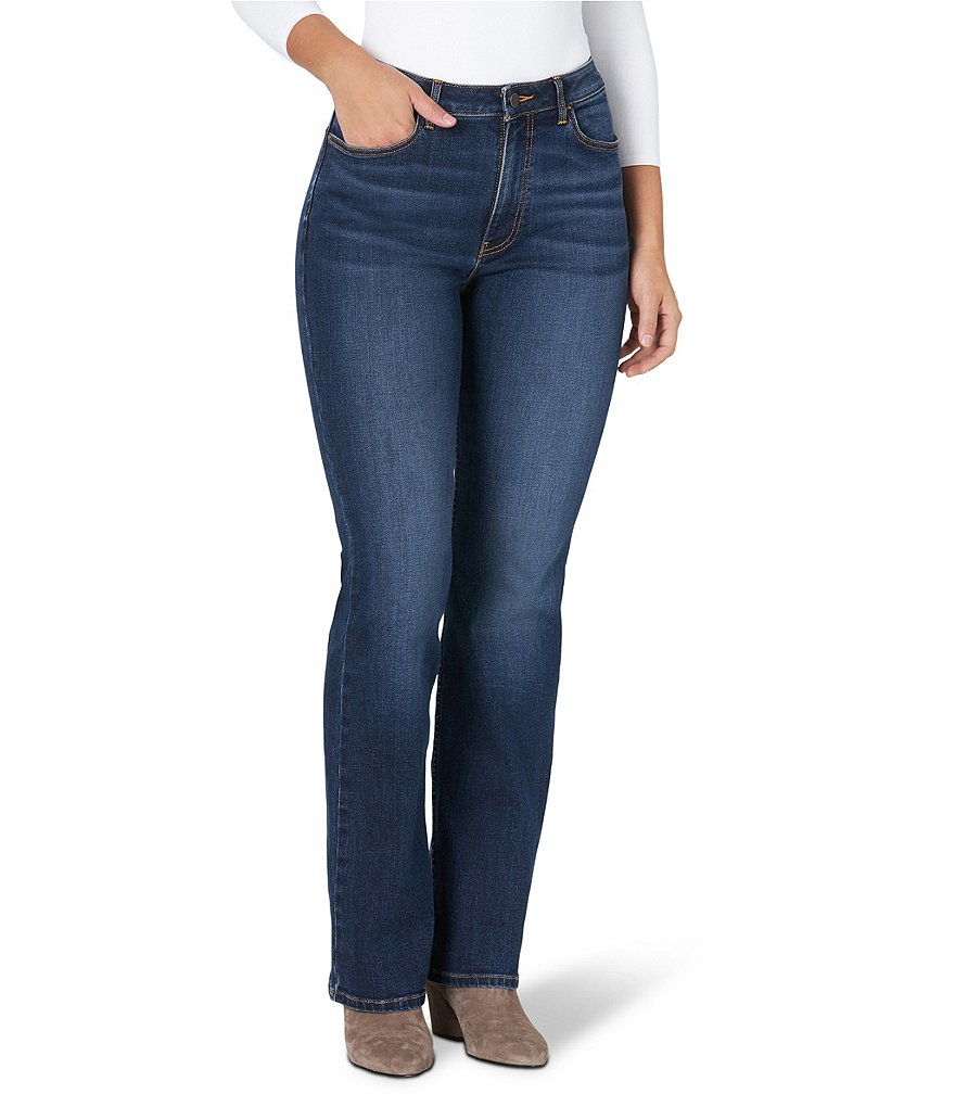 Прямые джинсы Wrangler с высокой посадкой, синий джинсы прямые с высокой посадкой venus 24 30 синий