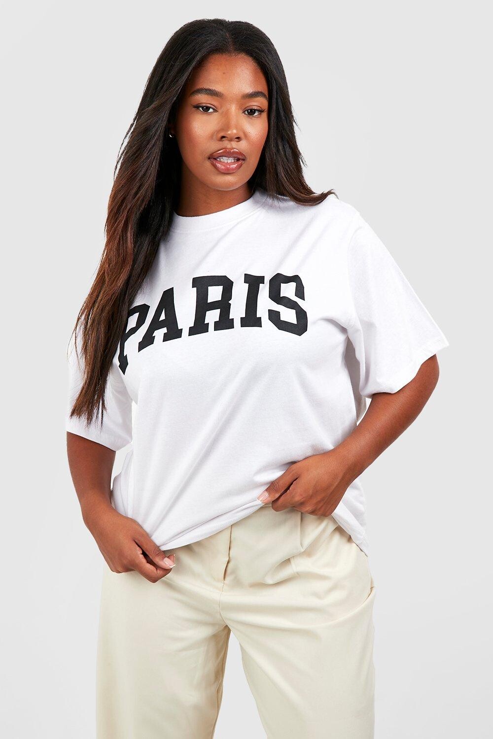 

Футболка с принтом plus paris Boohoo, белый
