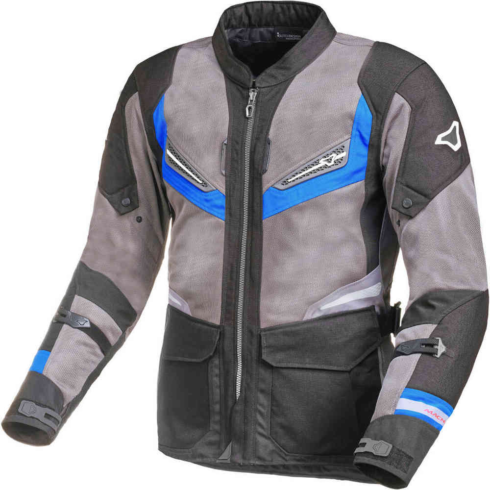 Мотоциклетная текстильная куртка Aerocon Macna, серый/черный/синий