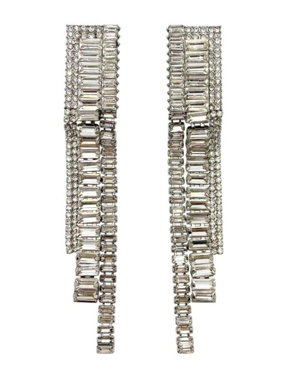 

Длинные коктейльные серьги в стиле винтажного деко 1960-х годов Jennifer Gibson Jewellery, серебряный