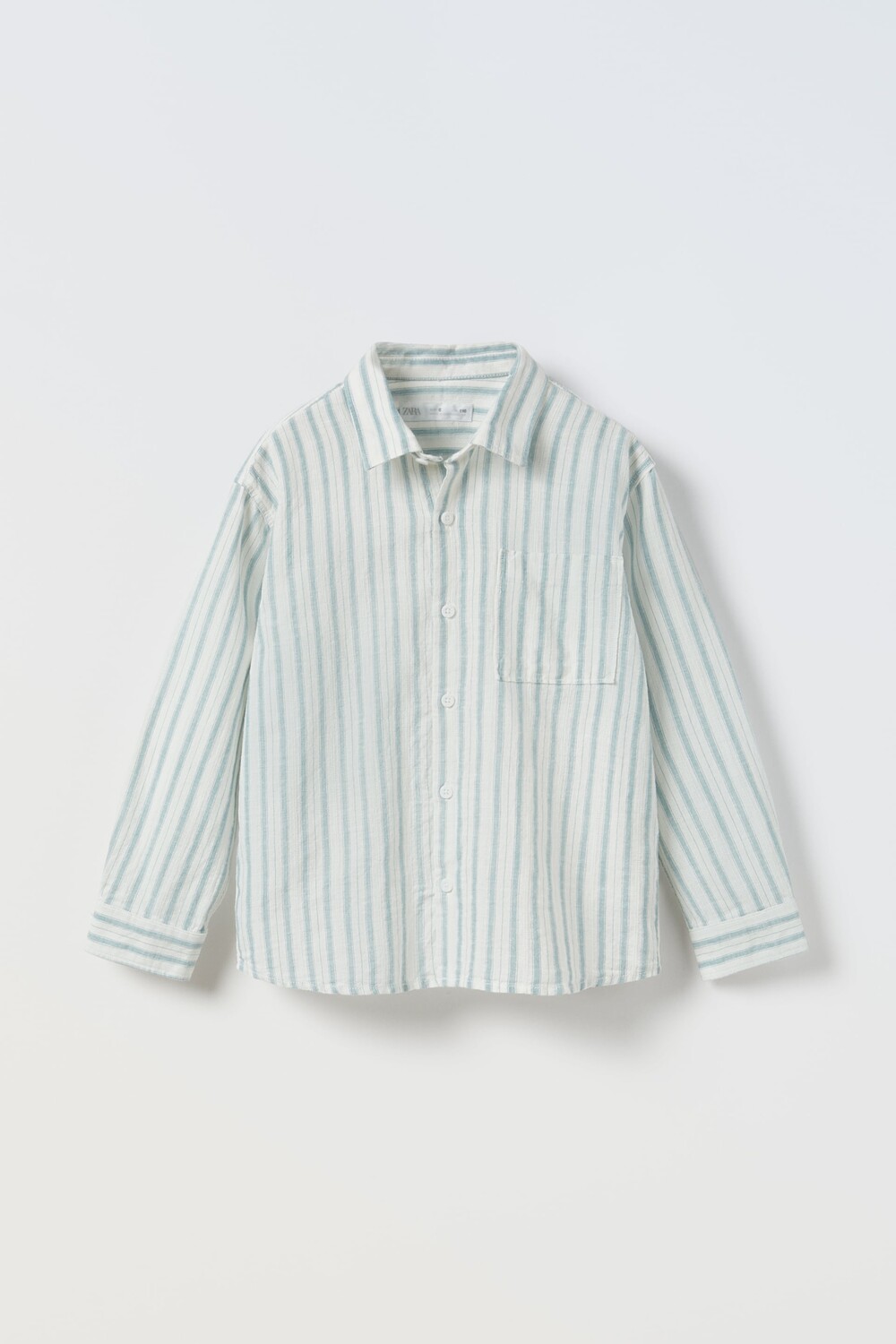 

Рубашка в полоску с карманом Zara, экрю