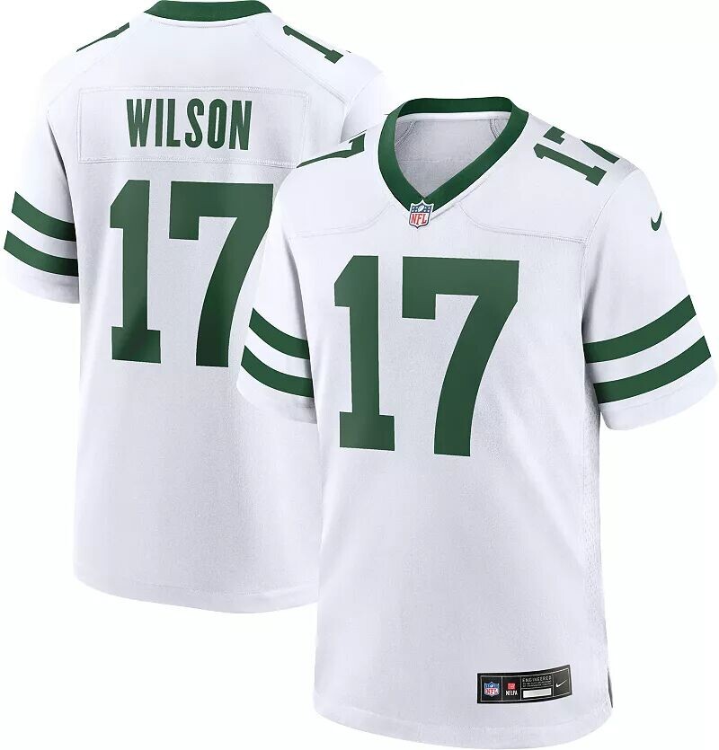 

Мужская футболка Nike New York Jets Garrett Wilson № 17 альтернативного белого цвета