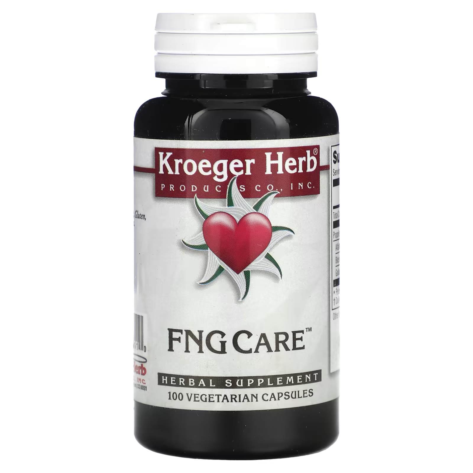 Растительная добавка Kroeger Herb Co FNG Care, 100 капсул растительная добавка kroeger herb co lung formula 100 вегетарианских капсул