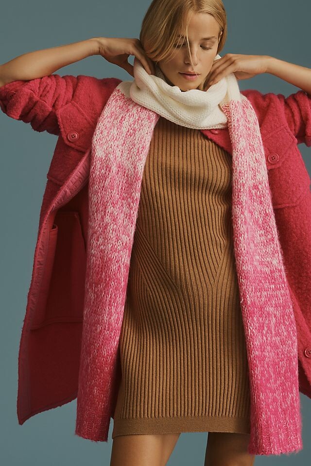 

Шарф узкий Anthropologie с эффектом омбре, розовый