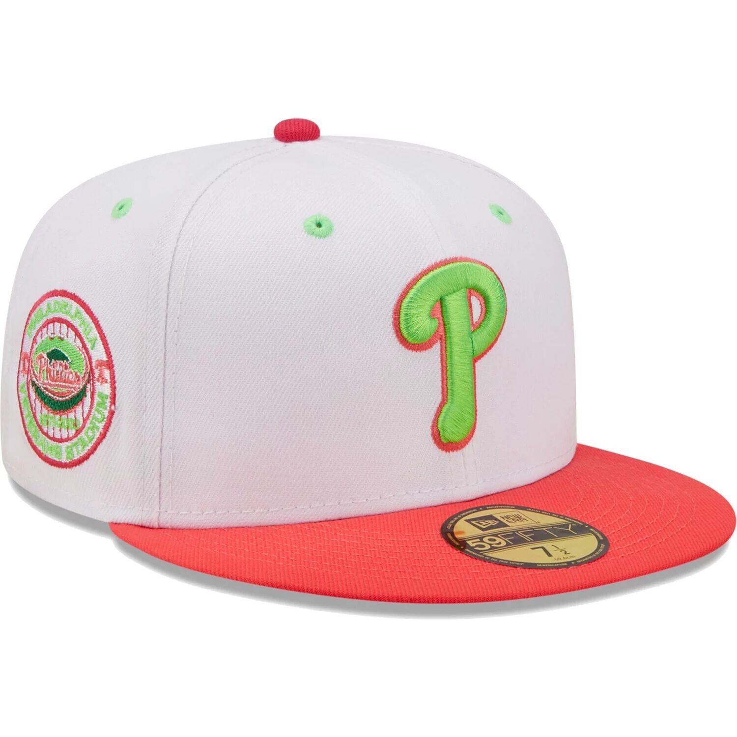 

Мужская облегающая шляпа New Era White/Coral Philadelphia Phillies Final Season at Veterans Stadium Strawberry Lolli 59FIFTY