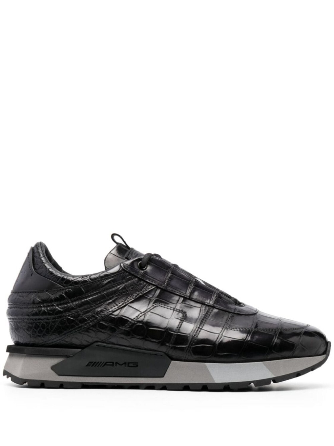 

Santoni кроссовки с тиснение под кожу крокодила, черный