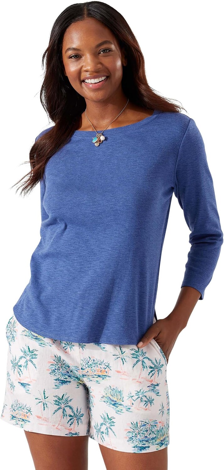 

Футболка Ashby в рубчик с рукавом 3/4 Tommy Bahama, цвет Dark Cobalt Heather
