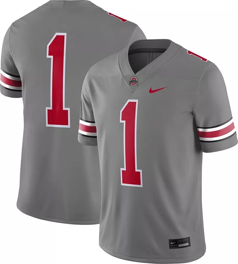 

Мужское футбольное джерси для альтернативной игры Nike Ohio State Buckeyes серое Dri-FIT