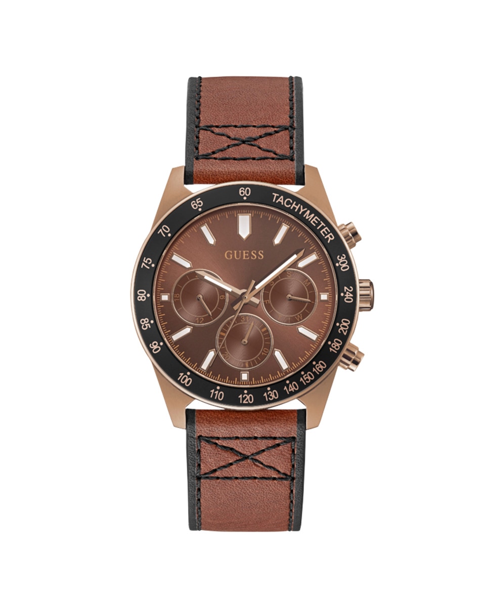 цена Мужские кожаные часы Altitude GW0331G1 с коричневым ремешком Guess, коричневый