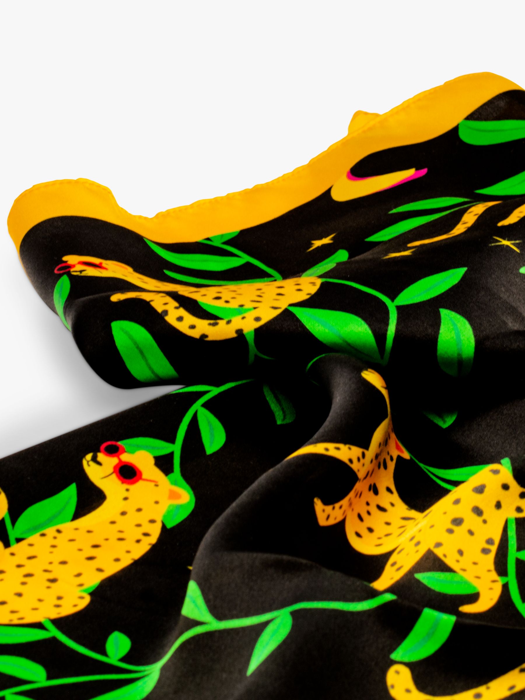 Шелковый шарф Tache Crafts с леопардовым принтом, черный/разноцветный