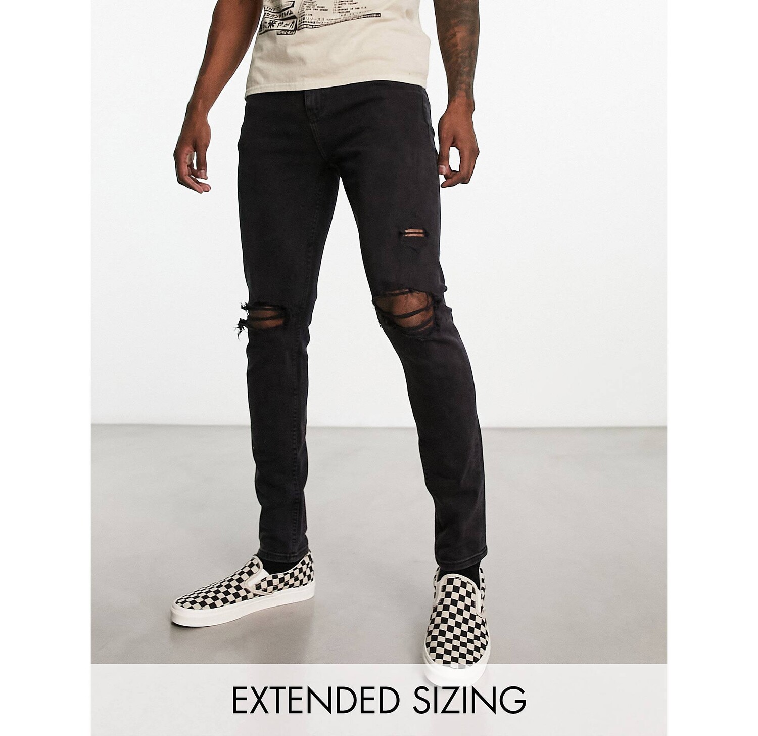 

Черные джинсы скинни с прорезями ASOS DESIGN