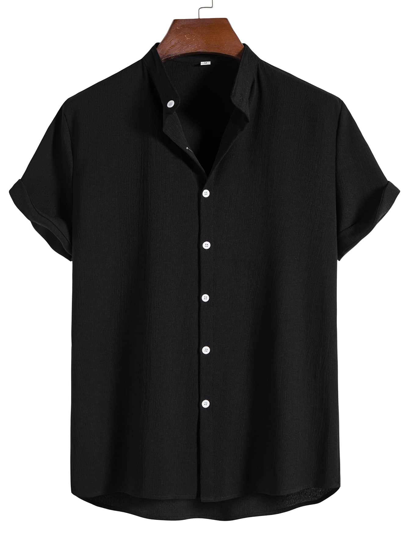 цена Мужская текстурированная рубашка с коротким рукавом Manfinity Homme на пуговицах спереди, черный