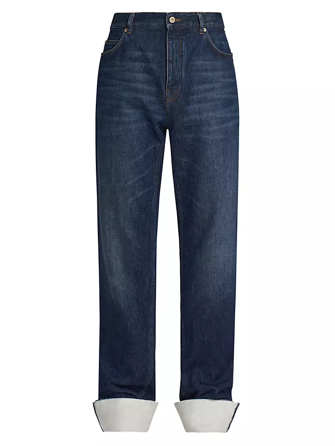 

Джинсы Fisherman с отворотами Loewe, цвет washed indigo