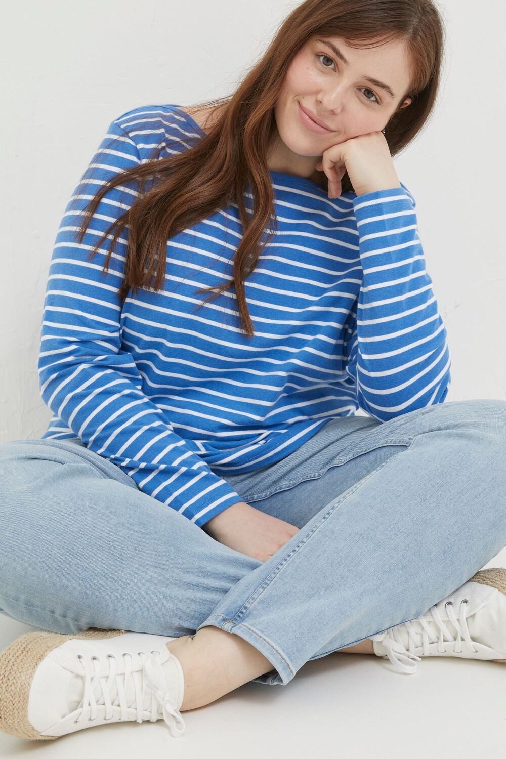 

Футболка FatFace Breton из натурального хлопка Fat Face, синий