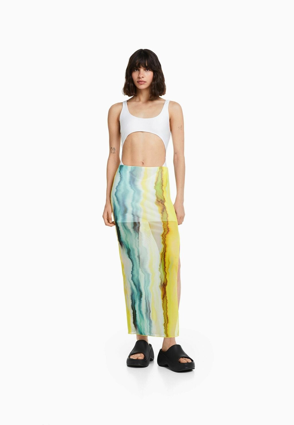 

Юбка длинная Bershka, зеленый