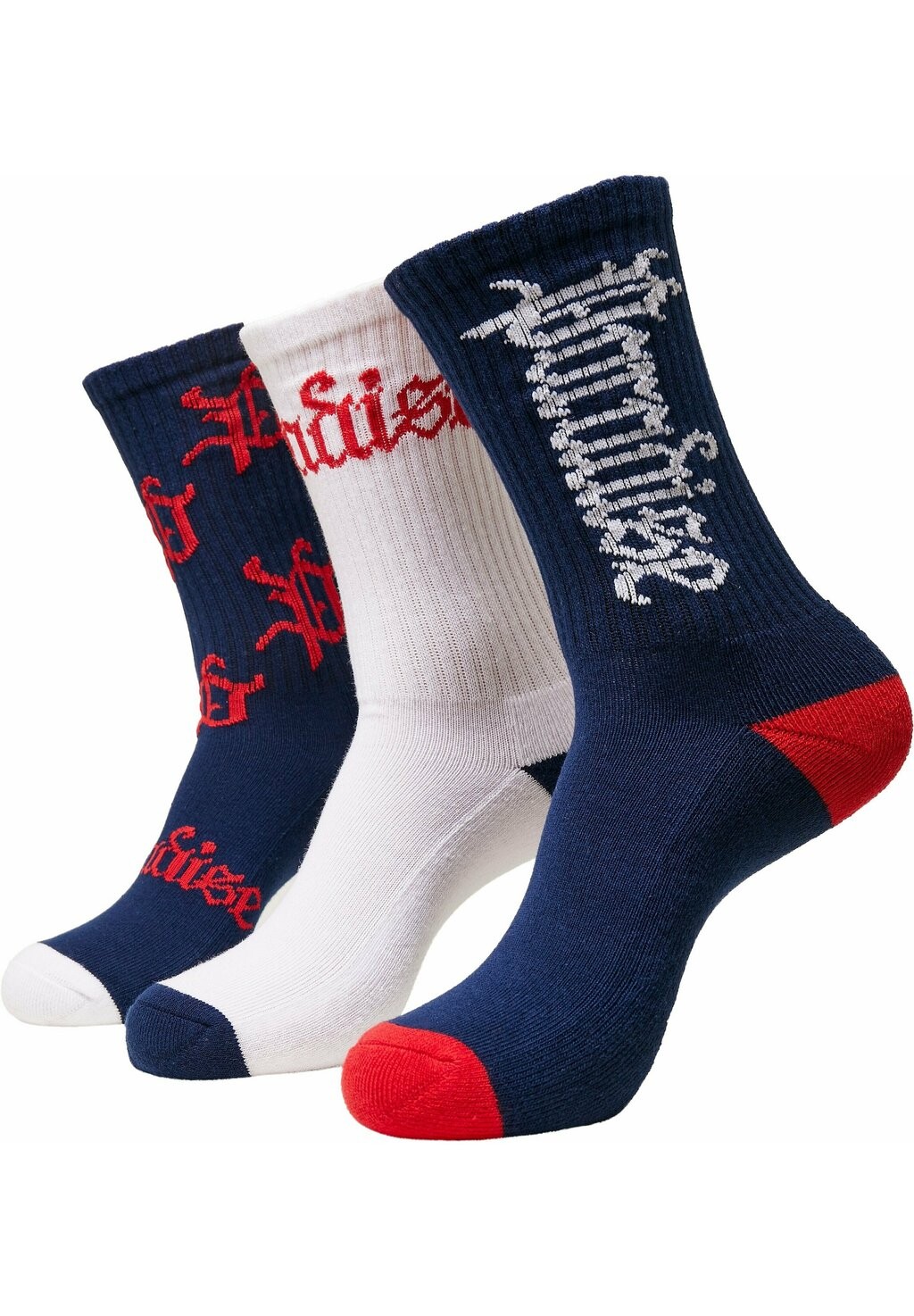 

Носки PARADISE 3 PACK Mister Tee, темно-бело-красные