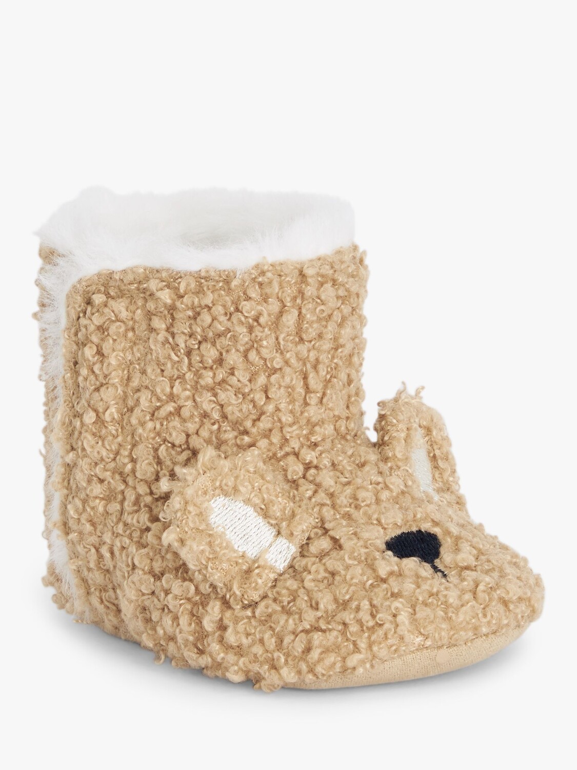 

John Lewis baby borg тапочки с мишкой, коричневые