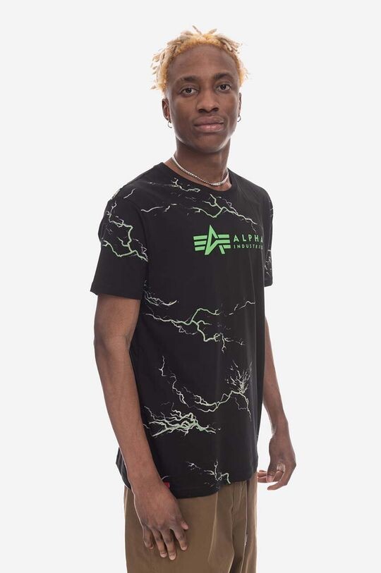 

Хлопковая футболка AOP с молнией Alpha Industries, черный