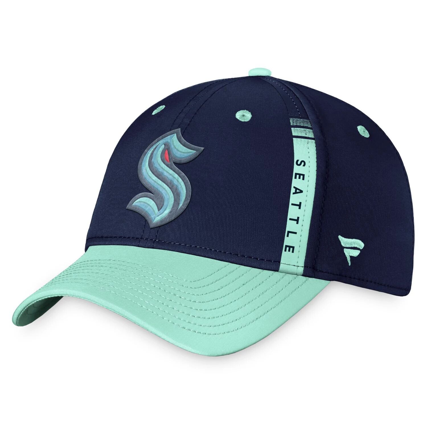 

Мужская бейсболка Fanatics Branded темно-синего/голубого цвета с логотипом Seattle Kraken 2022 NHL Draft Authentic Pro Flex Hat