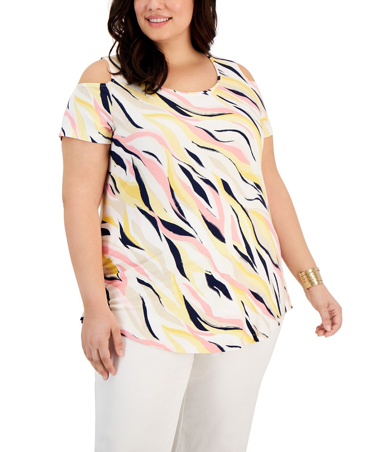 

Топ больших размеров с открытыми плечами Rainbow River JM Collection