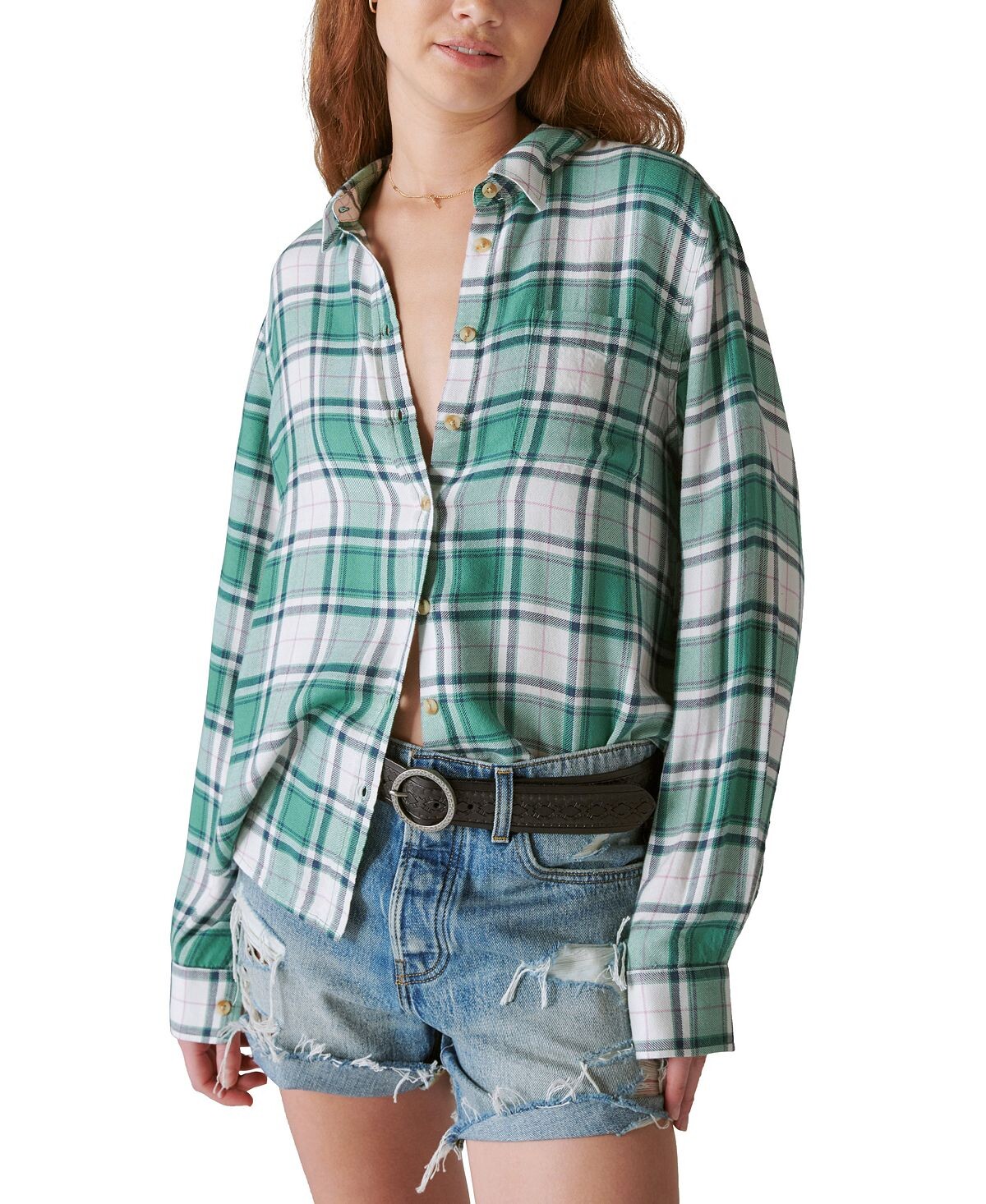 

Женская рубашка-бойфренд в клетку в клетку Cloud Lucky Brand