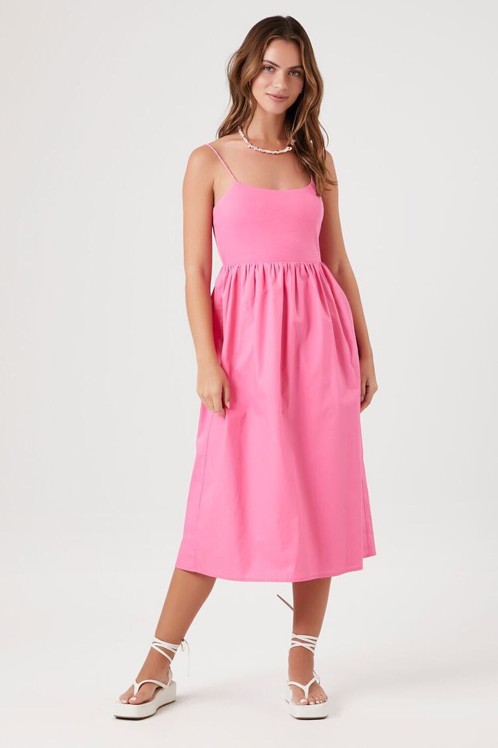 

Платье миди в стиле Babydoll на бретельках Forever 21, розовый