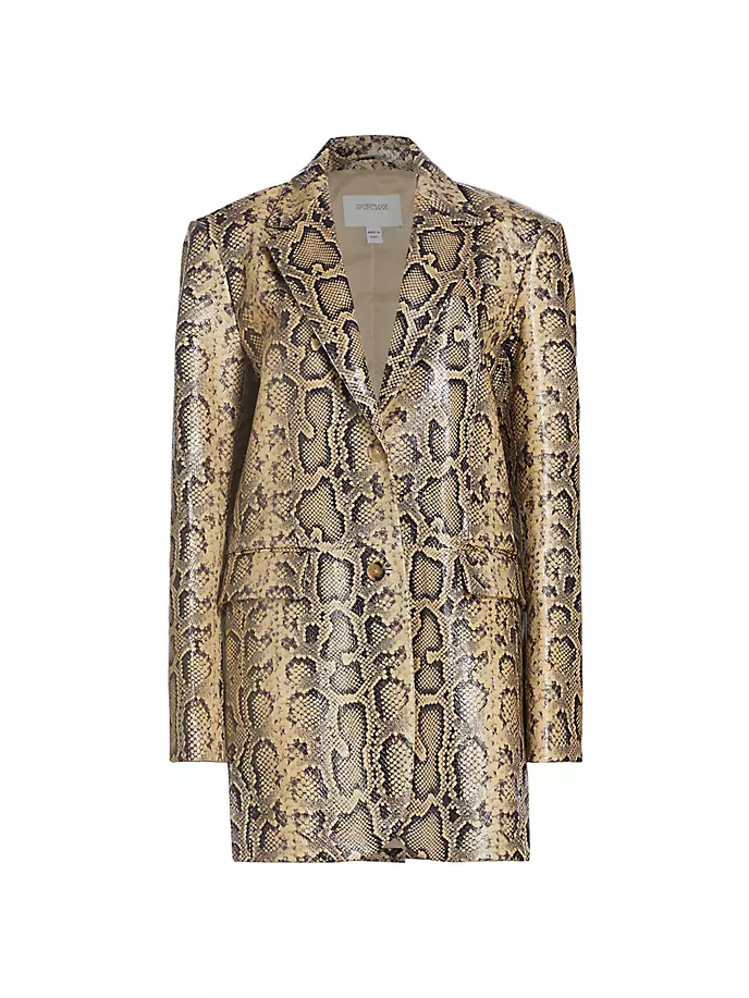 

Штампованный кожаный пиджак оверсайз Sportmax, цвет hazelnut brown