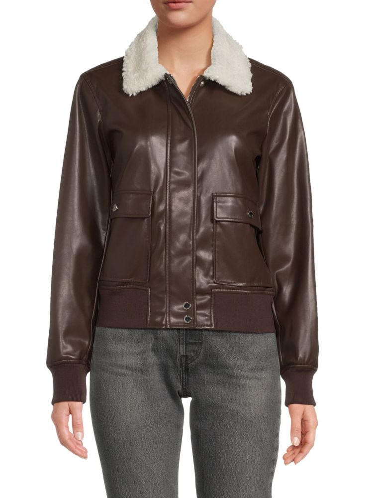 Куртка из искусственного меха и искусственной кожи Calvin Klein, цвет Coffee Beans