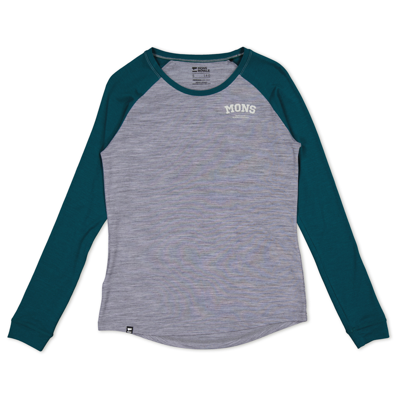 Рубашка из мериноса Mons Royale Women's Icon Merino Air Con Raglan, цвет Grey Heather/Evergreen цена и фото