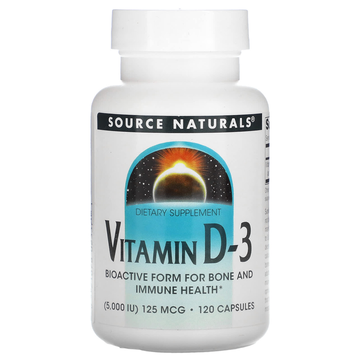 

Витамин D3, 5000 МЕ, 120 капсул, Source Naturals