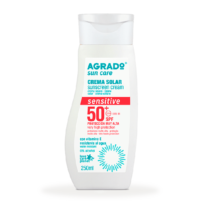 

Солнцезащитный крем crema solar sensitive spf 50+ Agrado, объем 250 мл