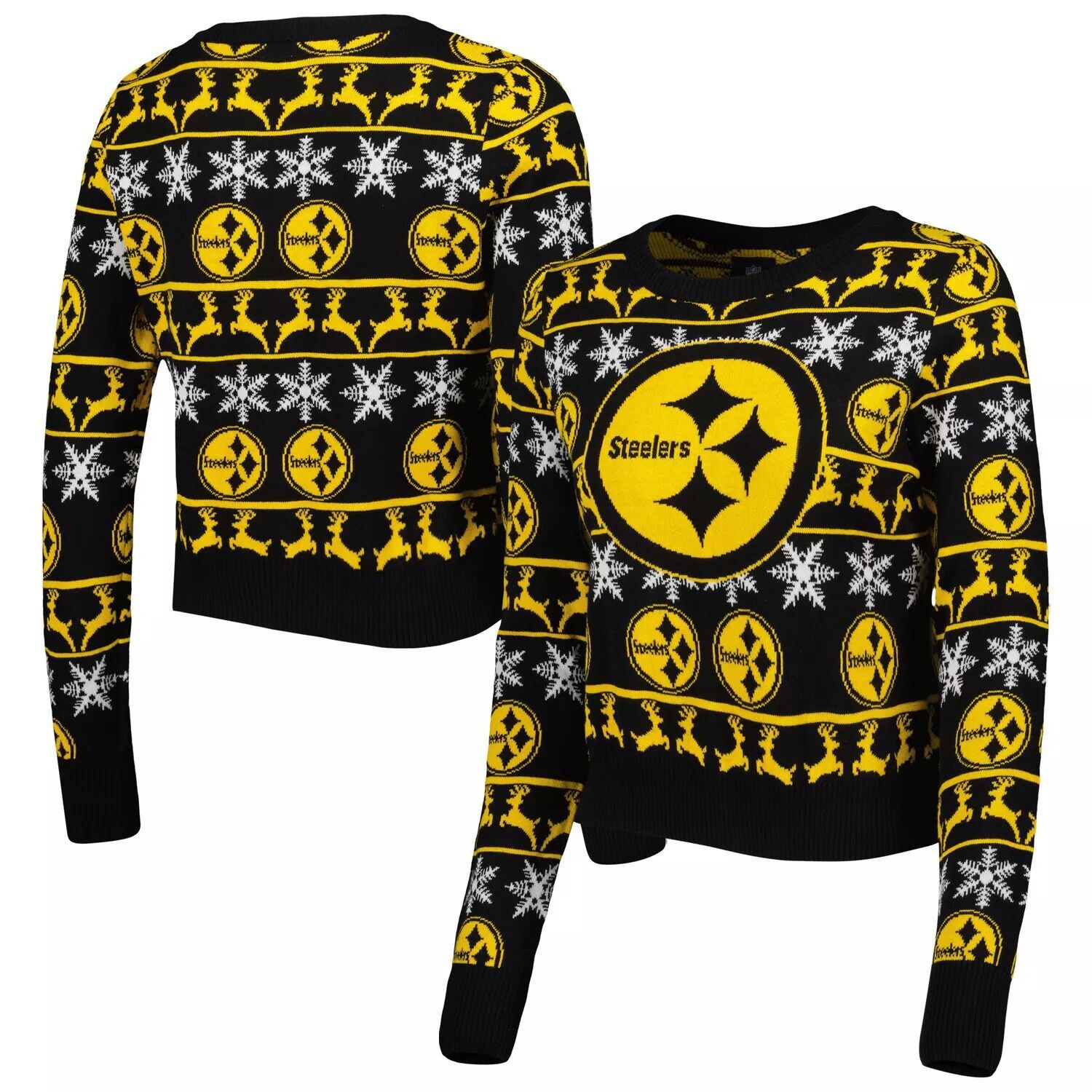 

Женский укороченный свитер FOCO Black Pittsburgh Steelers Ugly Holiday