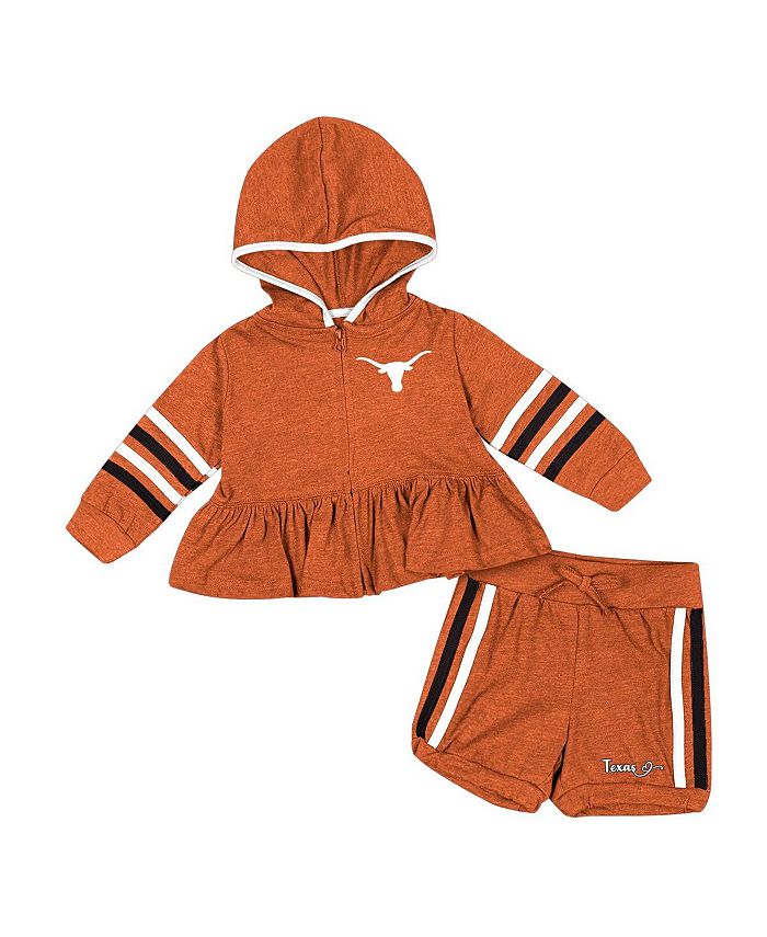 Комплект с капюшоном и шортами на молнии во всю длину для девочек Texas Orange Texas Longhorns Spoonful Colosseum, оранжевый