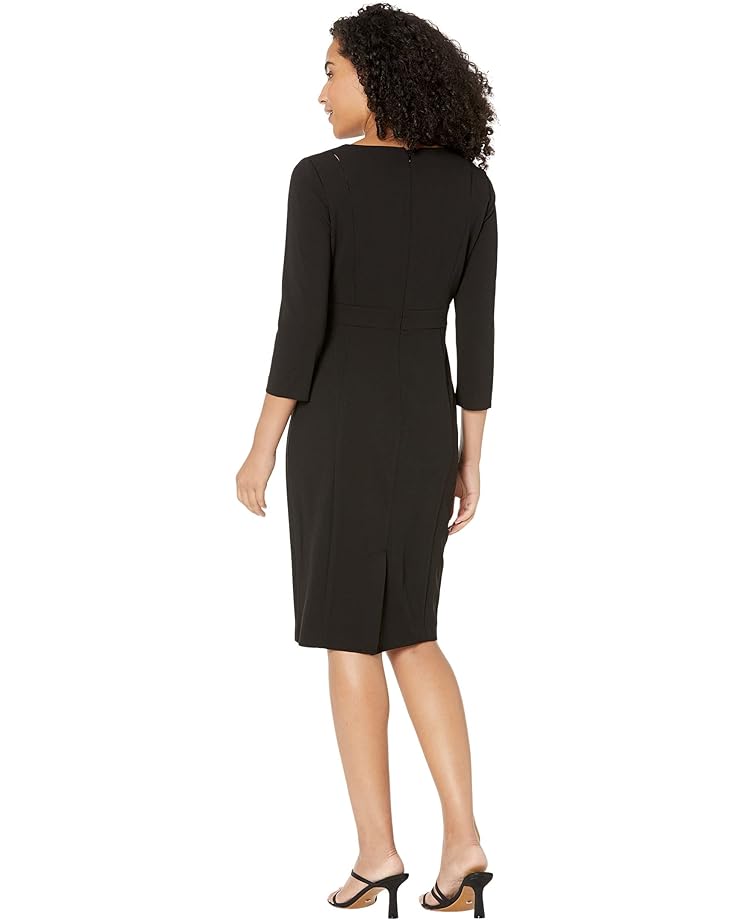 Платье Calvin Klein Long Sleeve V-Neck Sheath Dress, черный