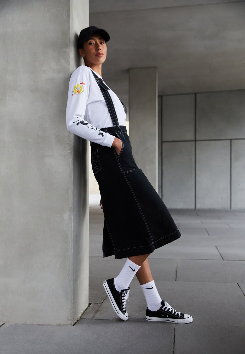 

Дневное платье Converse SKATEBOARD BIB DRESS, черный