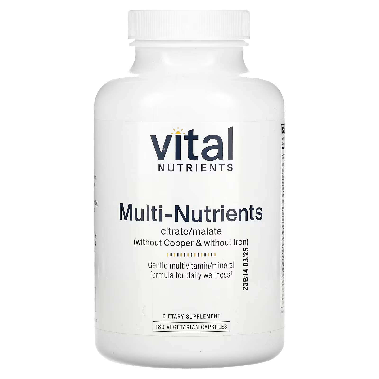 Мультивитамины без меди и железа Vital Nutrients Multi-Nutrients Citrate/Malate, 180 капсул витамины антиоксиданты минералы awochactive мультивитамины
