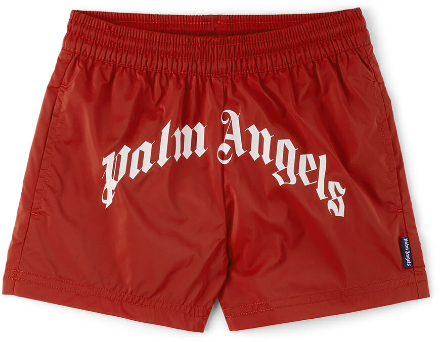 

Детские красные шорты для плавания с логотипом Palm Angels