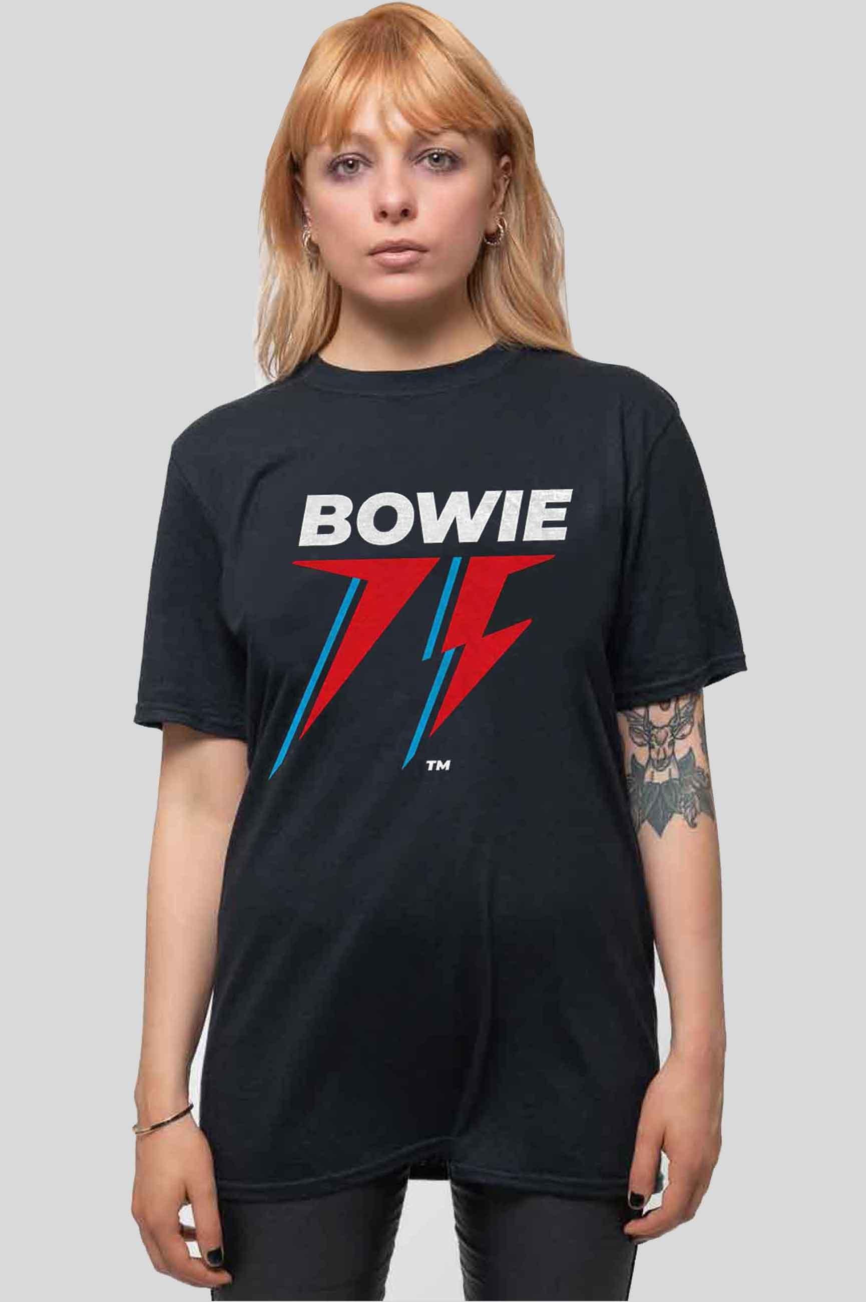 Модная футболка с логотипом 75th Flash David Bowie, черный