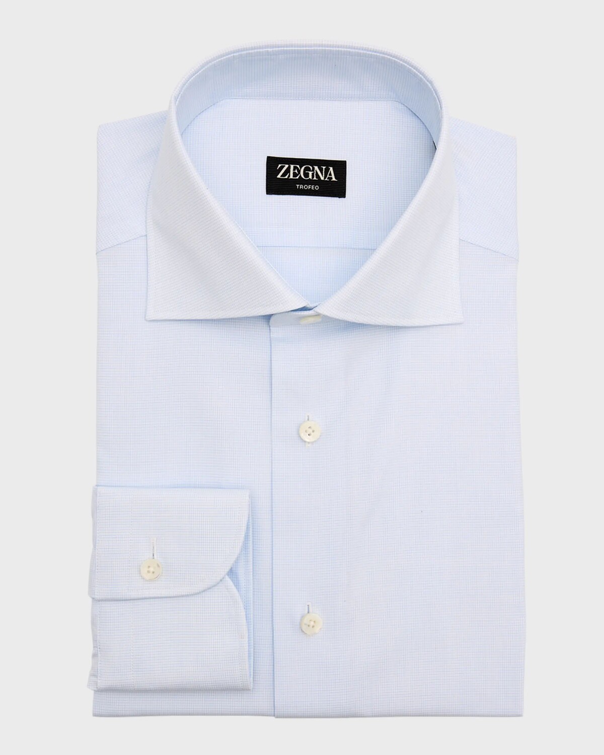 

Мужская классическая рубашка из хлопка в микроклетку Trofeo Zegna, цвет Br Blu Ck