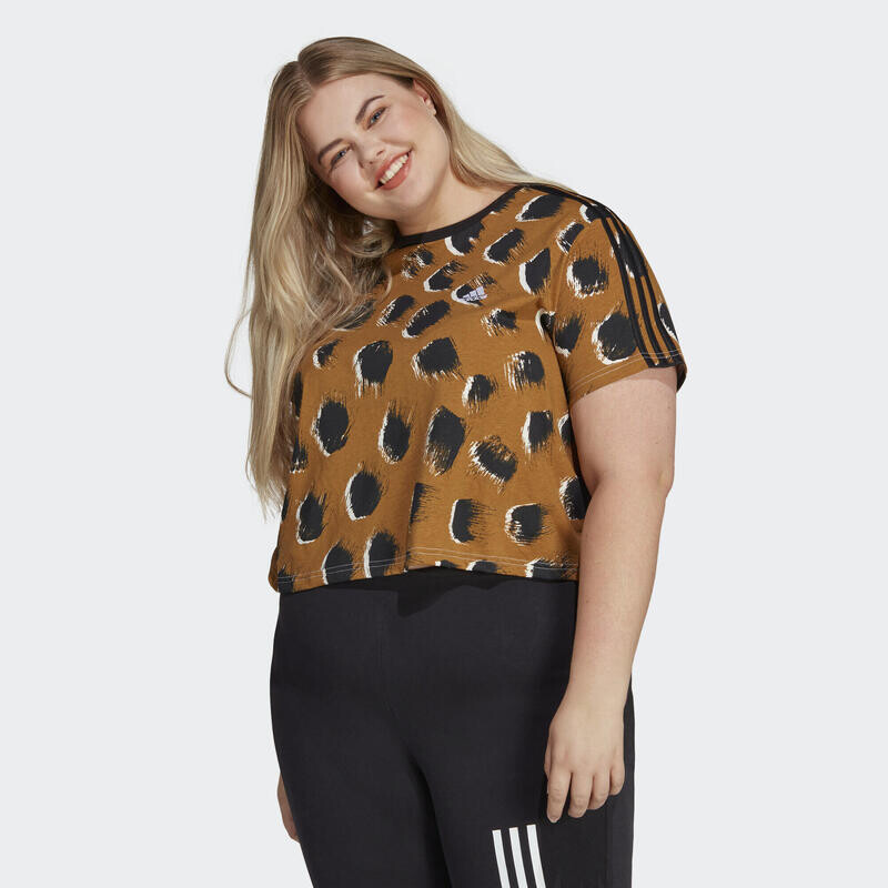 

Укороченный топ из одинарного джерси с 3 полосками Essentials – большие размеры ADIDAS, цвет gruen