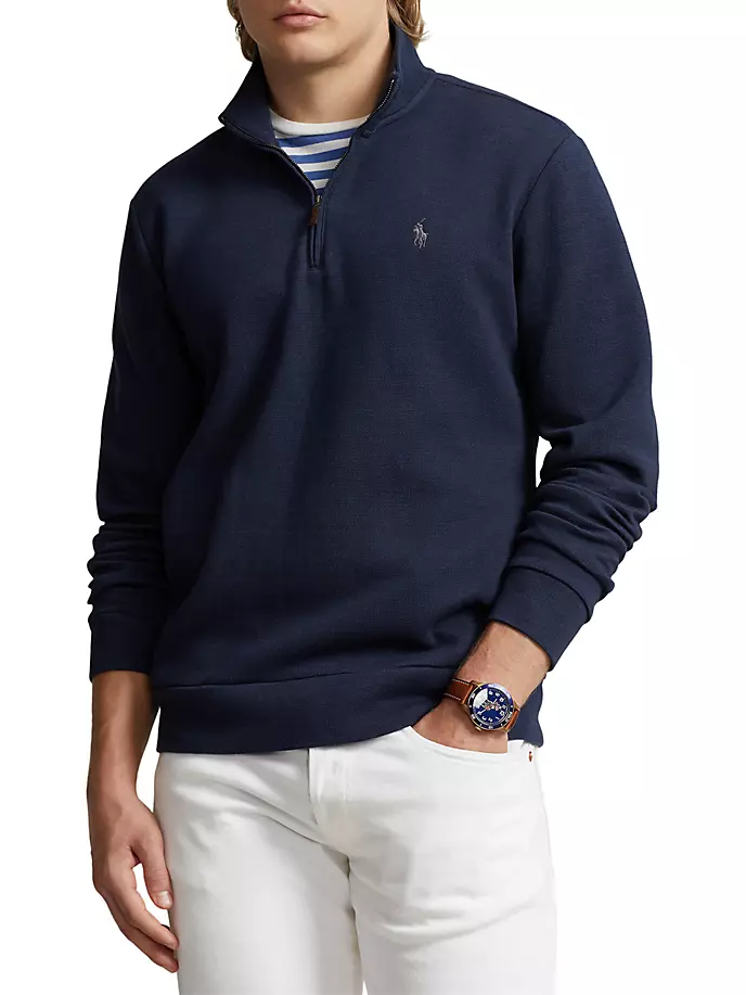 

Толстовка из смесового хлопка с молнией четверть Polo Ralph Lauren, цвет aviator navy