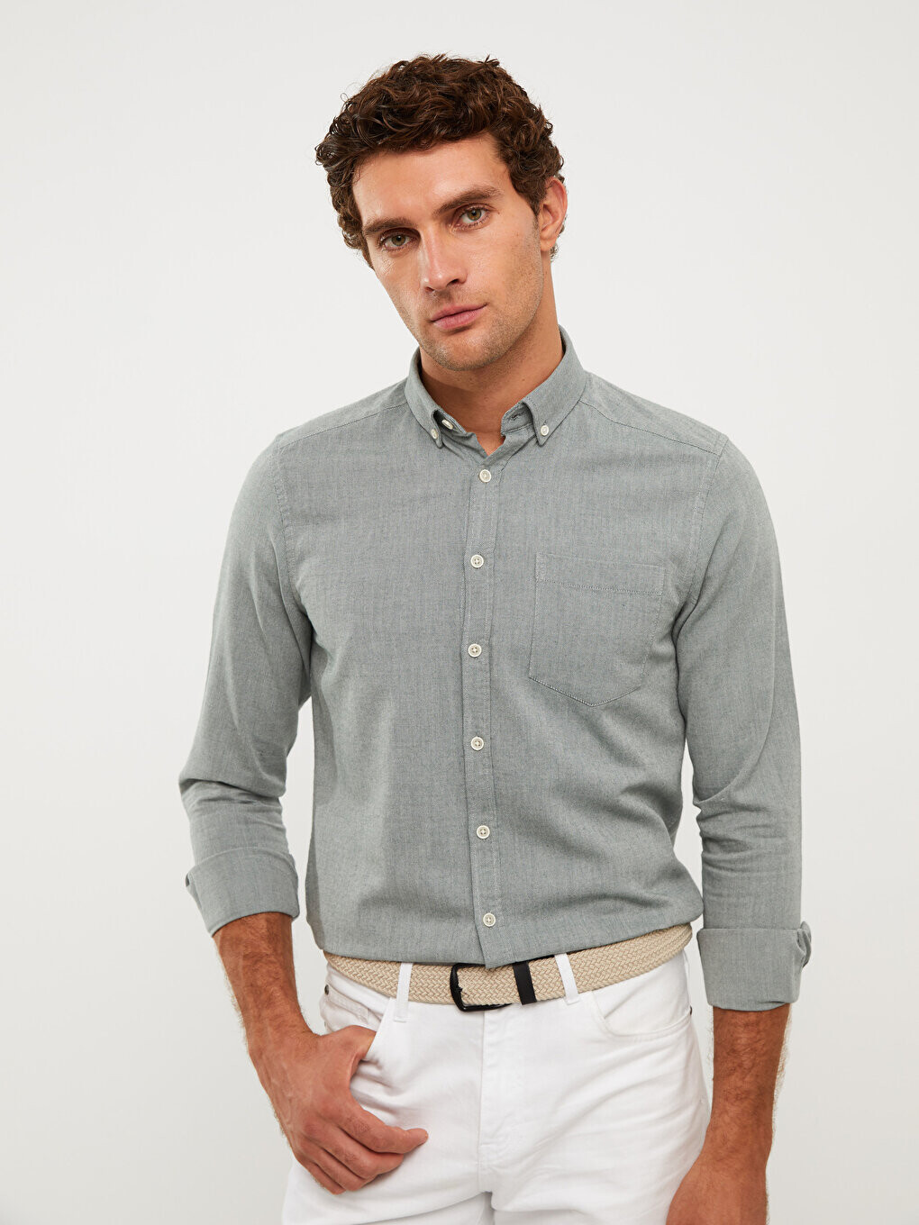 

Мужская рубашка Slim Fit с длинным рукавом LCWAIKIKI Classic, темно-зеленый