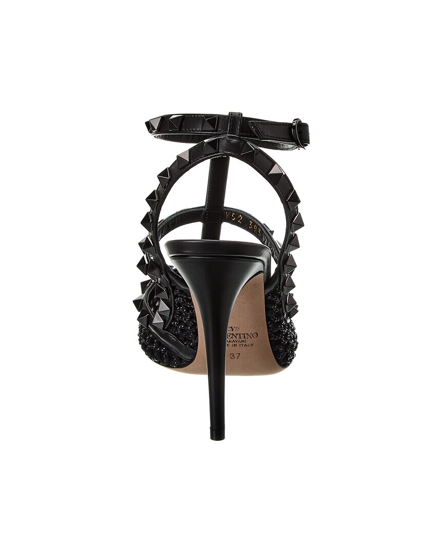 

Туфли из кожи и сетки Valentino Rockstud Caged 100, черный